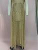 2025 European & American Women's V-Neck Gold Stamped Maxi Dress with Slit
