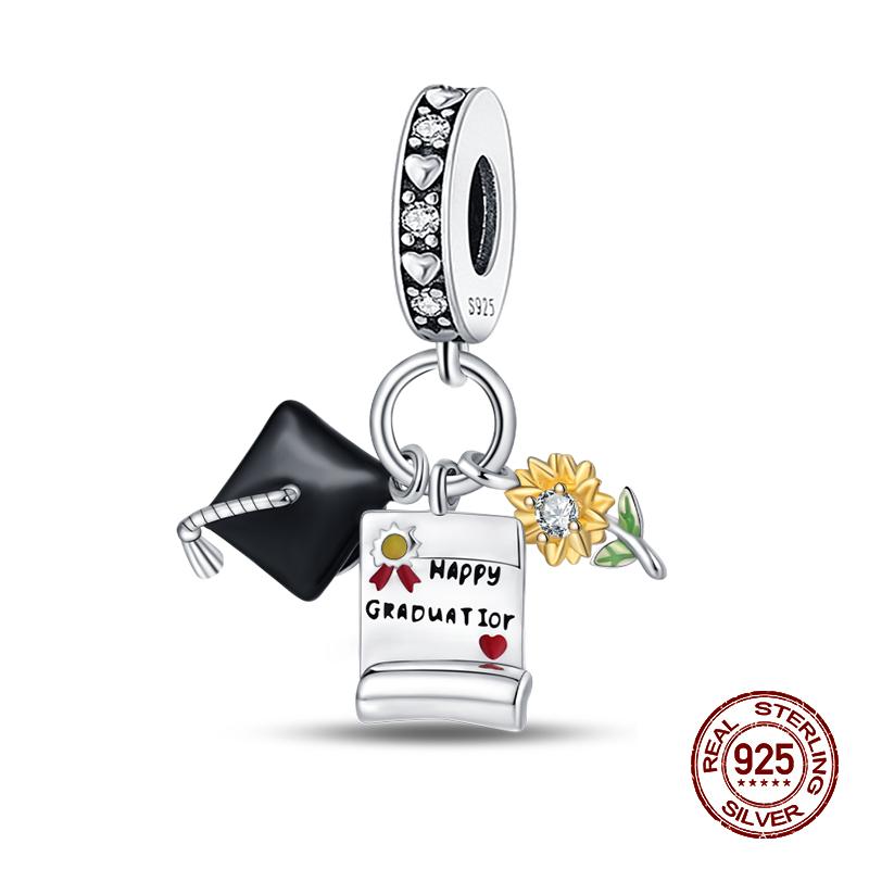 Copper Graduation Season Series Owl Bachelor'S Hat Charms Beads Suitable For 3Mm Original Design Bracelets DIY Style Jewelry