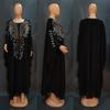 Abito Abaya in Chiffon da Donna Robusto con Strass Set 2 Pezzi Manica Lunga Sottoveste Taglia Unica Borgogna Nero Viola Verde Blu