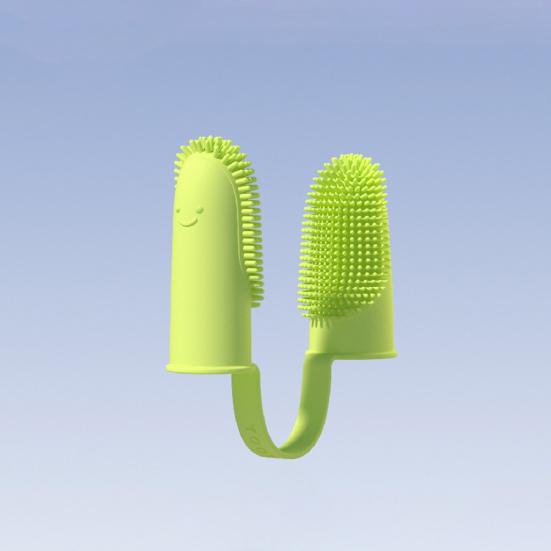 Haustier-Zahnbürste, zwei Finger, umlaufende Borsten, rutschfest, weich, nicht verformt, Haustier-Fingerzahnbürste, tägliches Reinigungswerkzeug