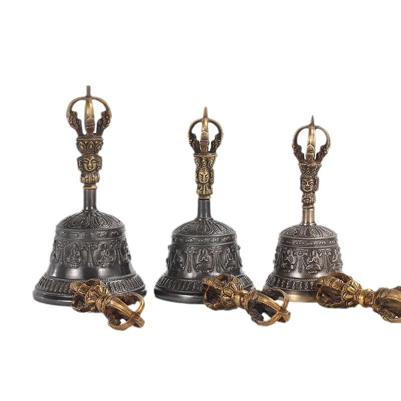Handmade Nepal Five Vajra Bell Buddhist Ritual Instrument Clear Ringing Bronze Copper Bell