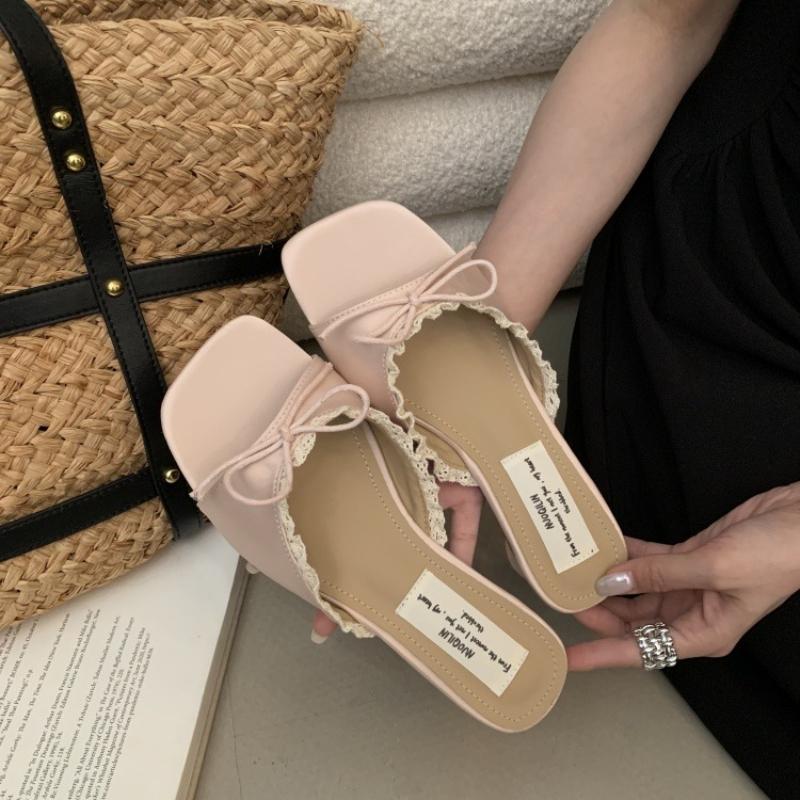 Zomer Lage Hak Dames Slippers Beknopt Open Teen Feestjurk Slides Dames Outdoor Street Style Sandalen