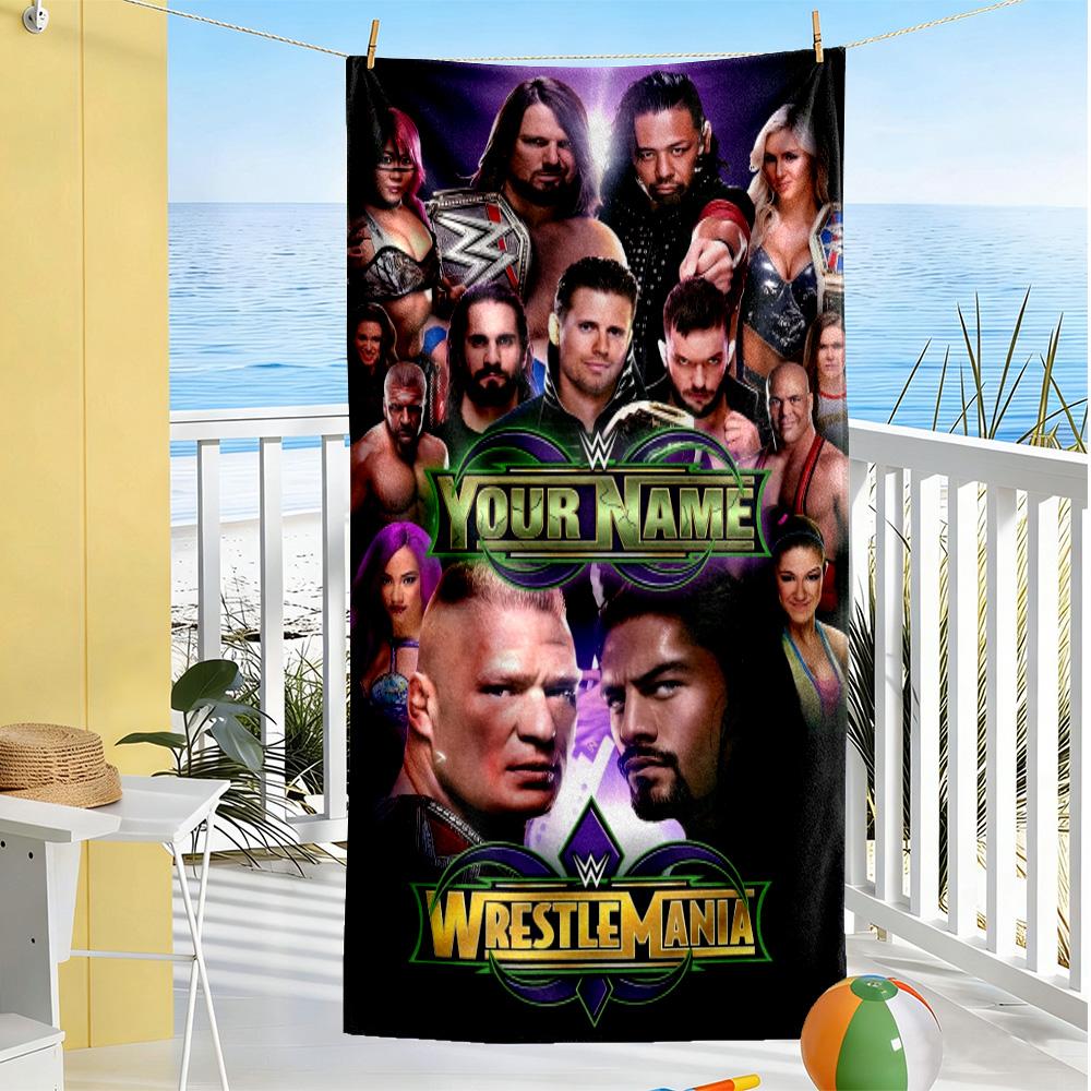 Wrestlemania Customize Text Beach Towel Soft Durable Quick-Dry Portable for SwimmingBeachCamping Travel Beach AccessoriesGym