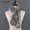 Natural Fur Scarf Winter Women Warm 100%Genuine Real Rex Rabbit Fur Scarf New Fashion Russia Lady Real Fur Shawl Pompom