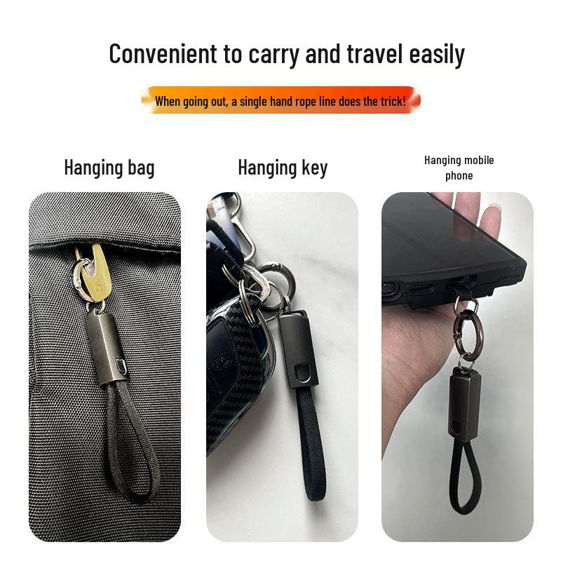Zinc Alloy PD60W Fast Charging Keychain Cable for Apple iPhone & Huawei, Portable Lanyard Design