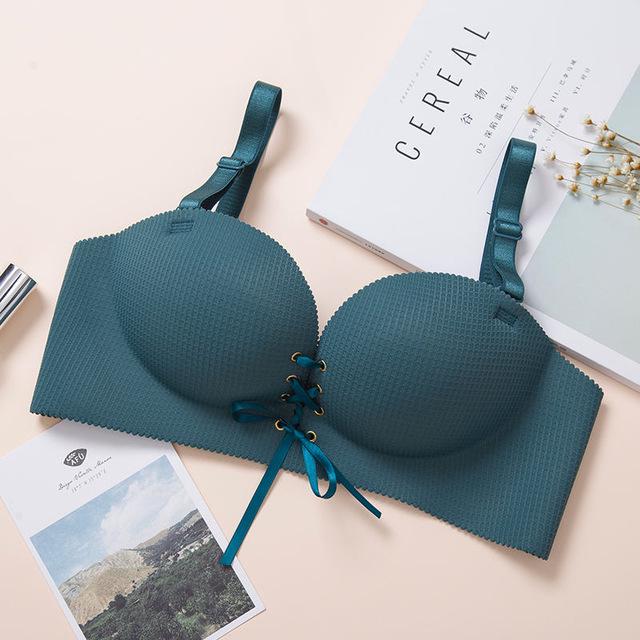Sexy Bra Push Up Paded Bras For Women Seamless Bralette Brassieres Lingerie Deep V Bowknot