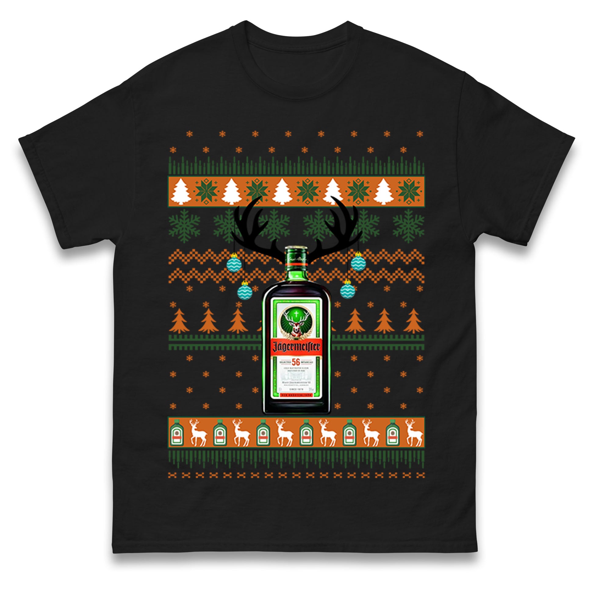 Рождественская футболка с оленем Jagermeister Мужская Женская Унисекс Топы Футболки S