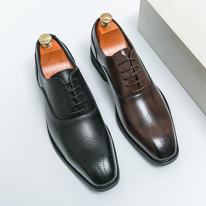 2025 new men's shoes large size new leather shoes fashion British style pointed leather shoes trend casual leather shoes men