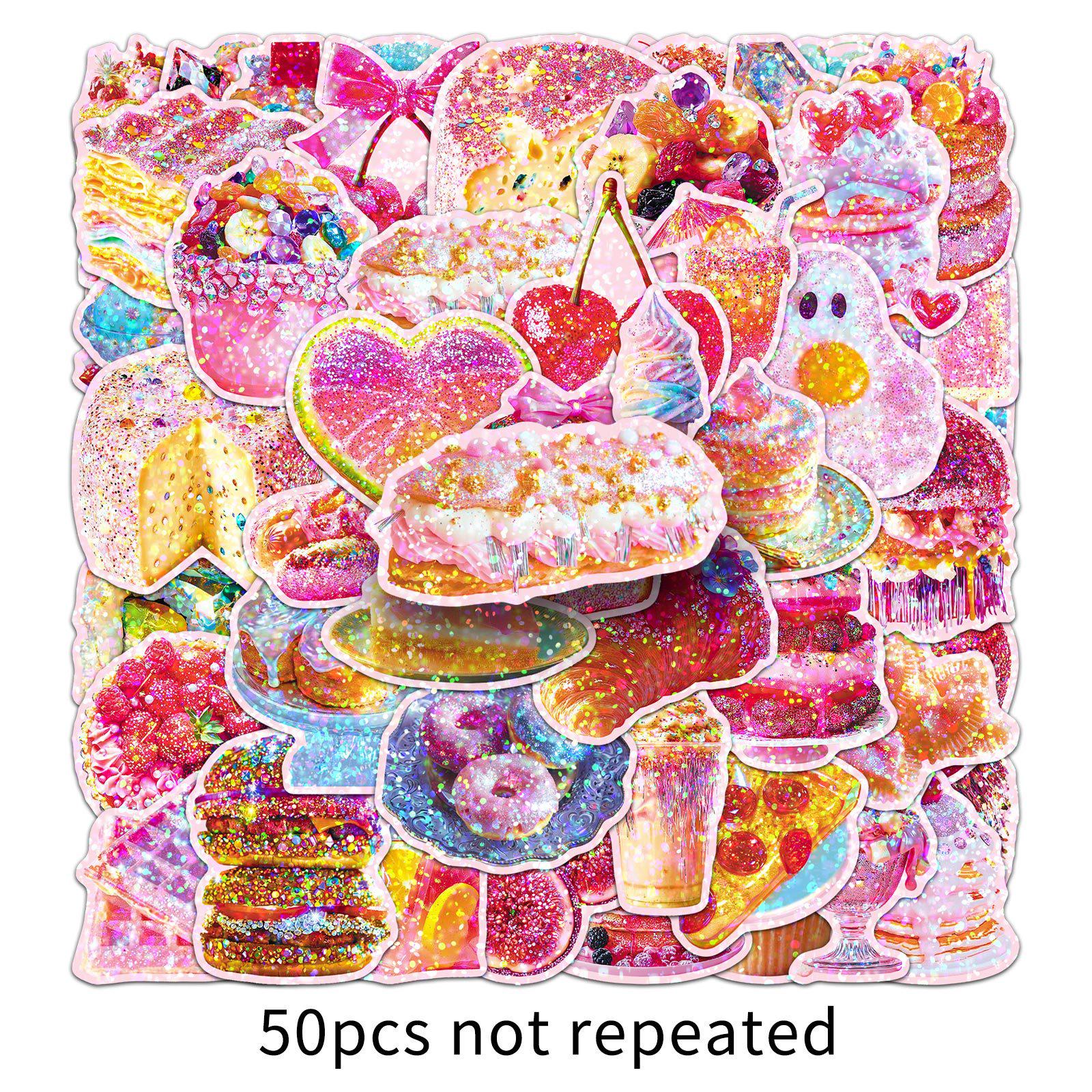 50 Laser Printed Cute Dreamy Cartoon Stickers - Waterproof Stationery Set