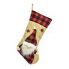 Christmas Stockings 18" Burlap Plaid Fireplace Hanging Stockings 3D Plush Santa Claus/Snowman/Reindeer Large Xmas Stockings for Holiday Party Decor