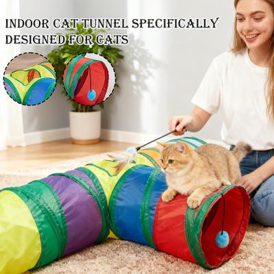 Tunnel For Cats Foldable Interactive Toys Folding Large Cat Toys Tunnel For Kitten Puppy Small Dog Pet Indoor Play Exercise
