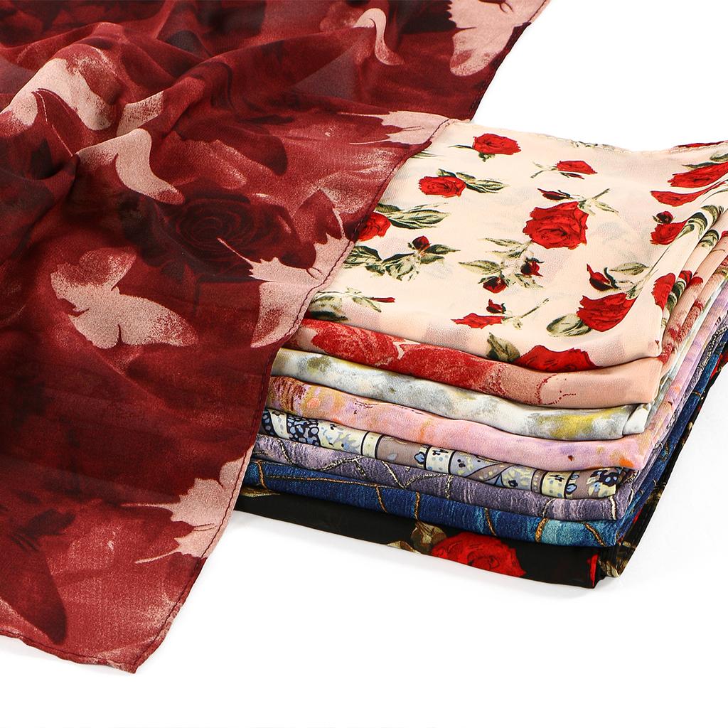 New Pattern Printed Chiffon Hijab Scarf For Woman Muslim Hijabs Shawl Fashion Long Wraps Female Headband Ethnic Islam Turban