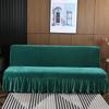 Stretch Samt Futon Sofabettbezug Armlos Dick Plüsch Sofabezug mit Rock Sofa Überwurf Couchbezug Möbelschutz 1 Stück