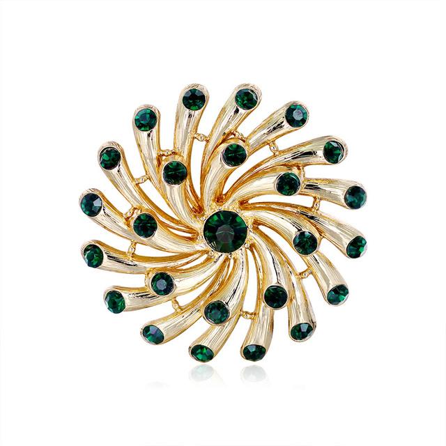 

European And American Court Retro Creative Personality Flower Corsage Emerald Rhinestone Temperament PinRetro Jewelry