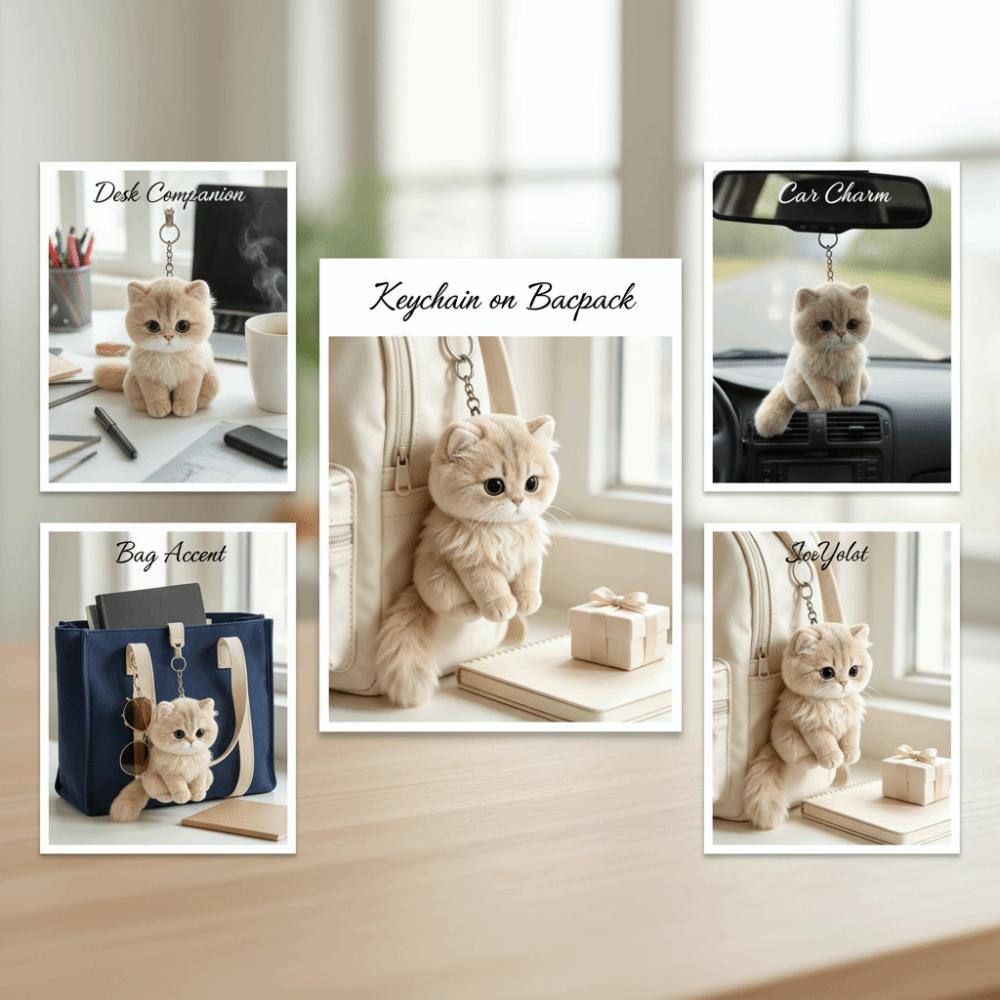 Soft Plush Cat Keychain Simulation Cat Plush Cat Bag Pendant Cat Plush Doll Couple Gift