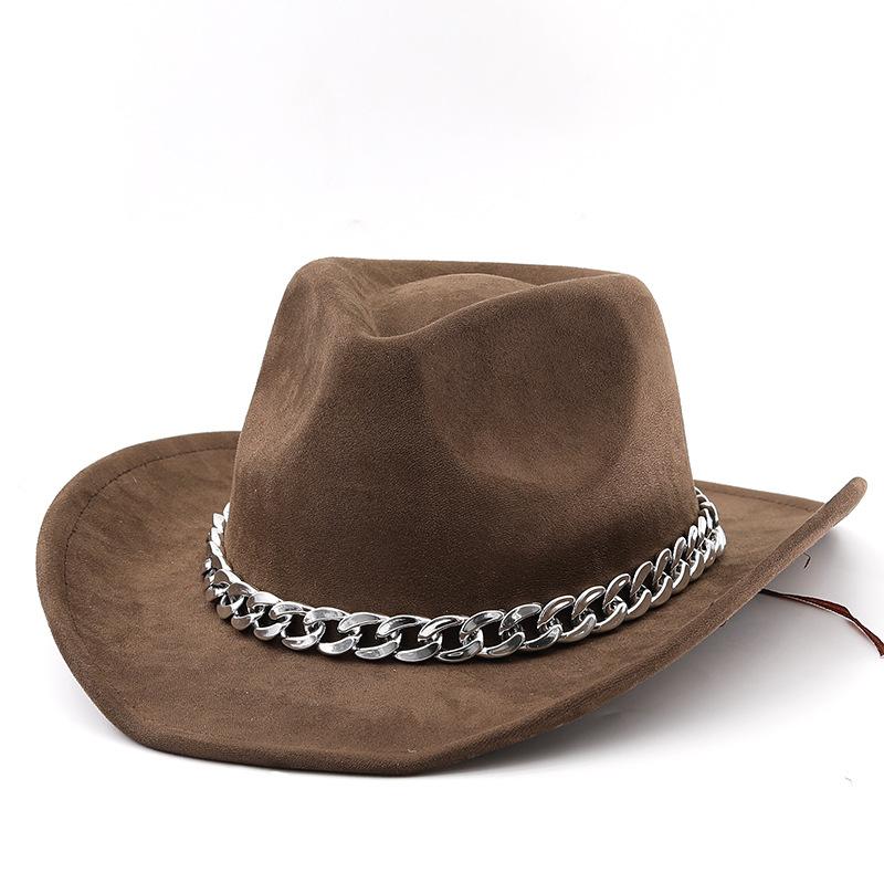 Cowboy vintage jazz hat silver-plated chain woolen hat felt vintage imitation sheep hat cowboy hat