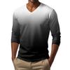 Men's V-neck Casual Fashion Printed Long-sleeved T-shirt Top