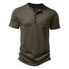 2025 Summer Men Short Sleeve T Shirt Men Fashion Henley Collar White Tshirt Mens Casual Slim Tops Tees Solid Color T-Shirt Man
