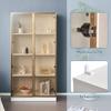 Glass Display Case LED Lighting, Two-Part White, Adjustable Shelves, 2 Drawers, Modern Bookcase Standing Display Case Office Cabinet