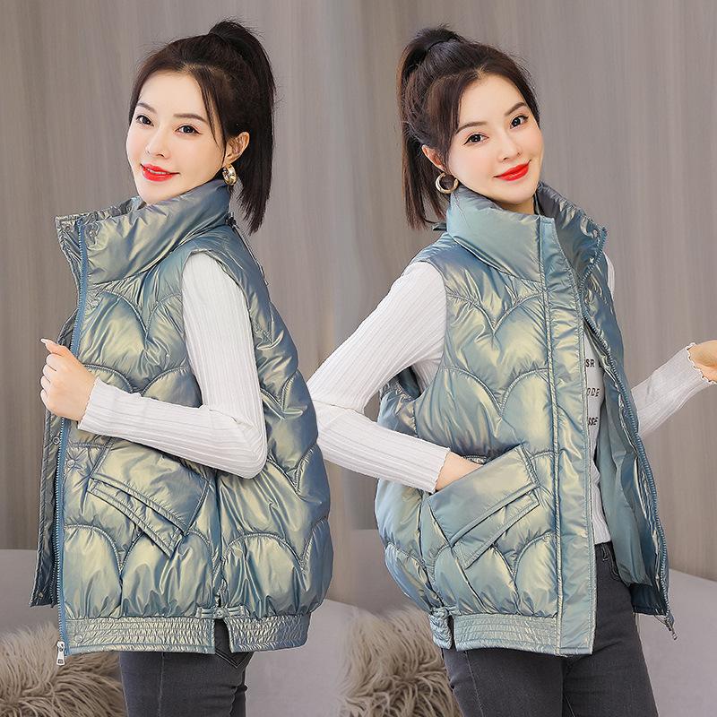 

Женский осенне-зимний теплый пуховый хлопковый жилет, куртка, пальто с коротким воротником-стойкой, стеганый жилет