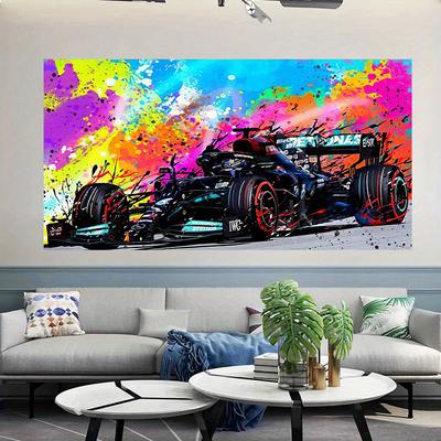 Modernes, beliebtes, farbenfrohes Leinwandgemälde, Rennauto, Wandkunst, Graffiti-Poster, Bild für Wohnzimmer, Heimdekoration
