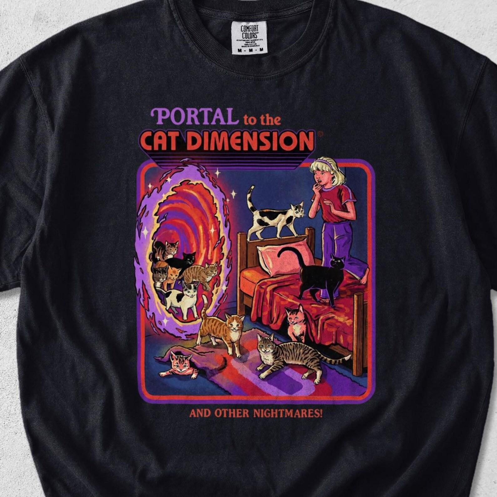 Portal To The Cat Dimension Shirt, Retro Sci Fi Fantasy Cat Art Tee 2XL
