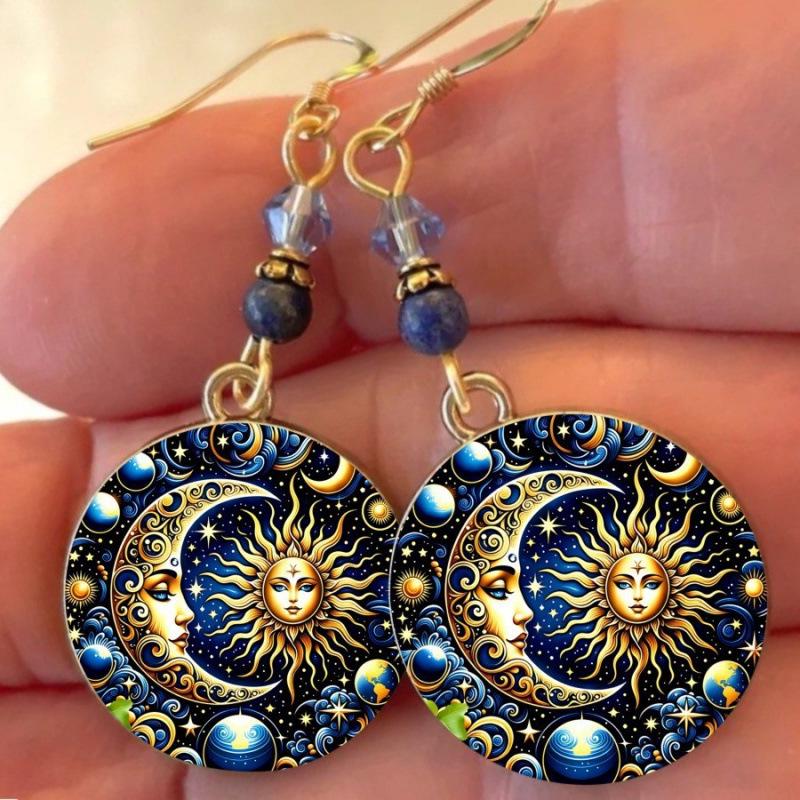 Sun and Moon Starry Sky Retro Mystery Earrings