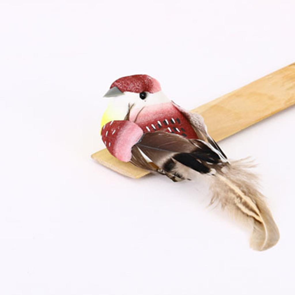 12PCS Fake Birds with Clips for Garden Decor Home Wedding Photography Props Realistic Foam Feather Craft Birds