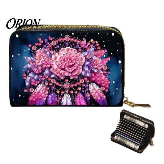 Personalized Card Case DIY Rhinestone Painting Holder, Faux Leather Coin Purse, Shining Holder Portable Mini Storage Pouch for Cards And Keys Handmade