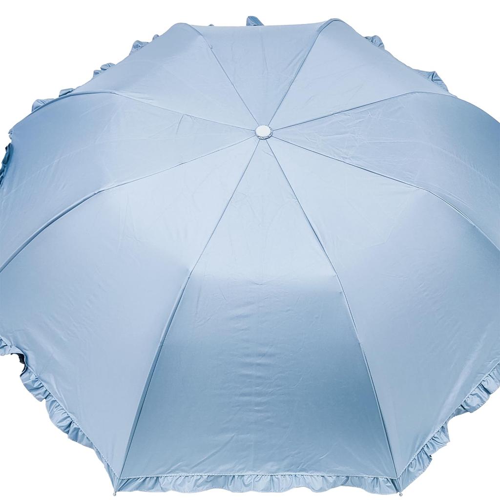 Rose Sangyo RIC 55cm Folding Jump UV 61553612 Umbrella, Sun/Rain/Sun Protection, Protection, Windproof, Ruffled, Blue,