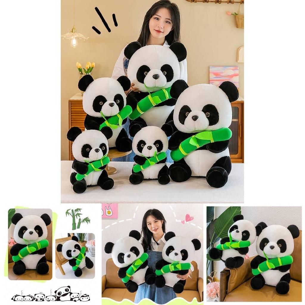 Cute Panda Plush Toy, Long Fur Soft Stuffed Animal, 30cm/55cm Height, Pp Cotton Filling