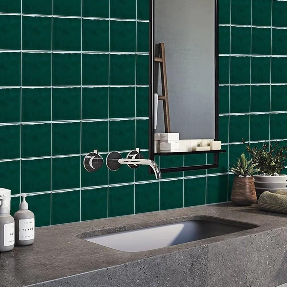 10Pcs Self-adhesive Wall Stickers Square Thickened Tile Stickers Retro Kitchen Wallpaper