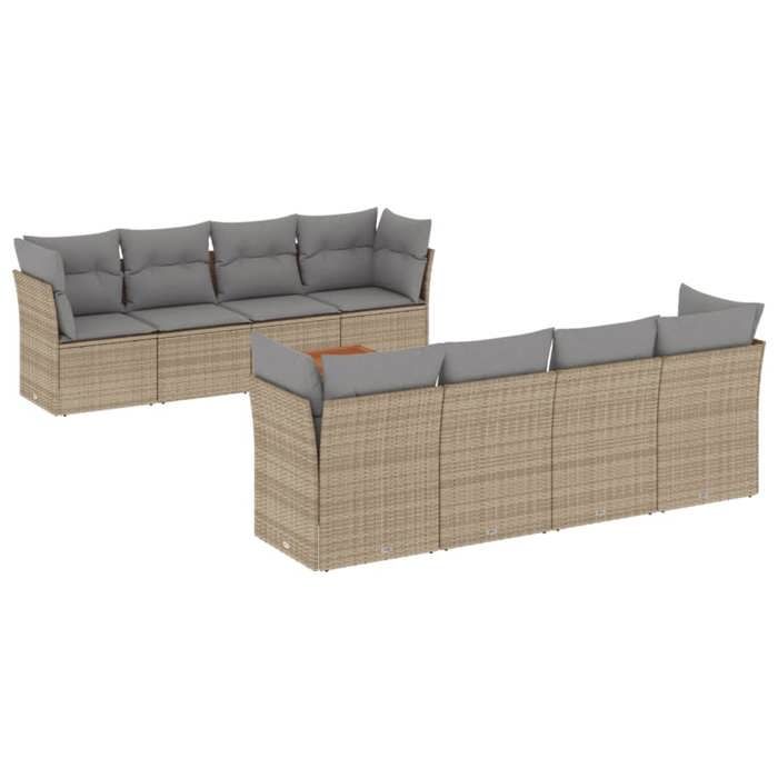 VidaXL Salon de jardin avec coussins 9 pcs beige résine tressée 3223525
