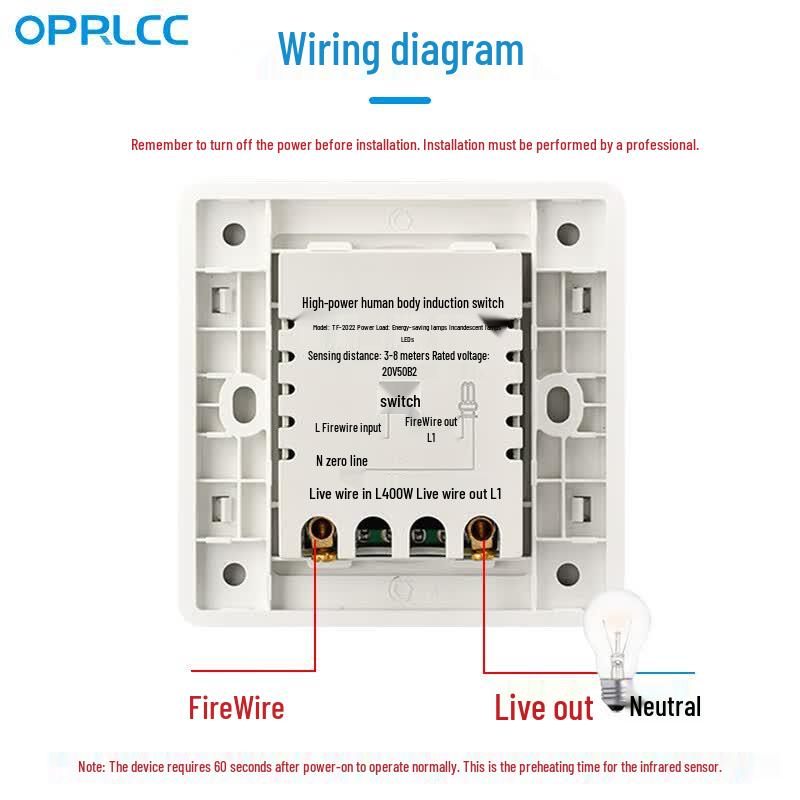 OPRLCC 86-Type Infrared Motion Sensor Delay Switch