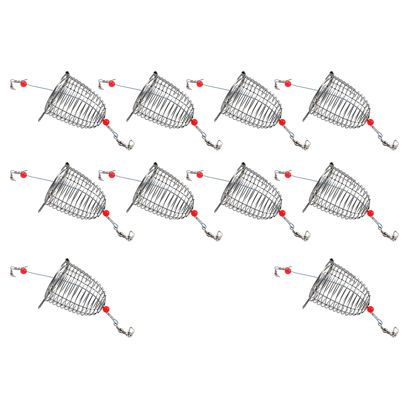 

10 шт. Нержавеющая клетка-кормушка Держатель для приманки Рыболовная корзина для приманки Рыболовная ловушка Клетка Держатель для кормушки Корзина для приманки Рыболовные снасти S