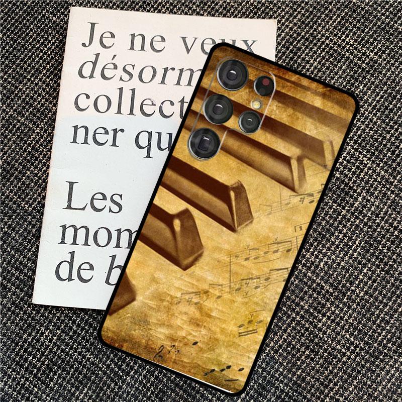 Piano keys Vintage Music Notes Case For Samsung Galaxy S25 Ultra S21 S22 S23 S24 Ultra S9 S10 S20 Plus S25 FE Back Cover