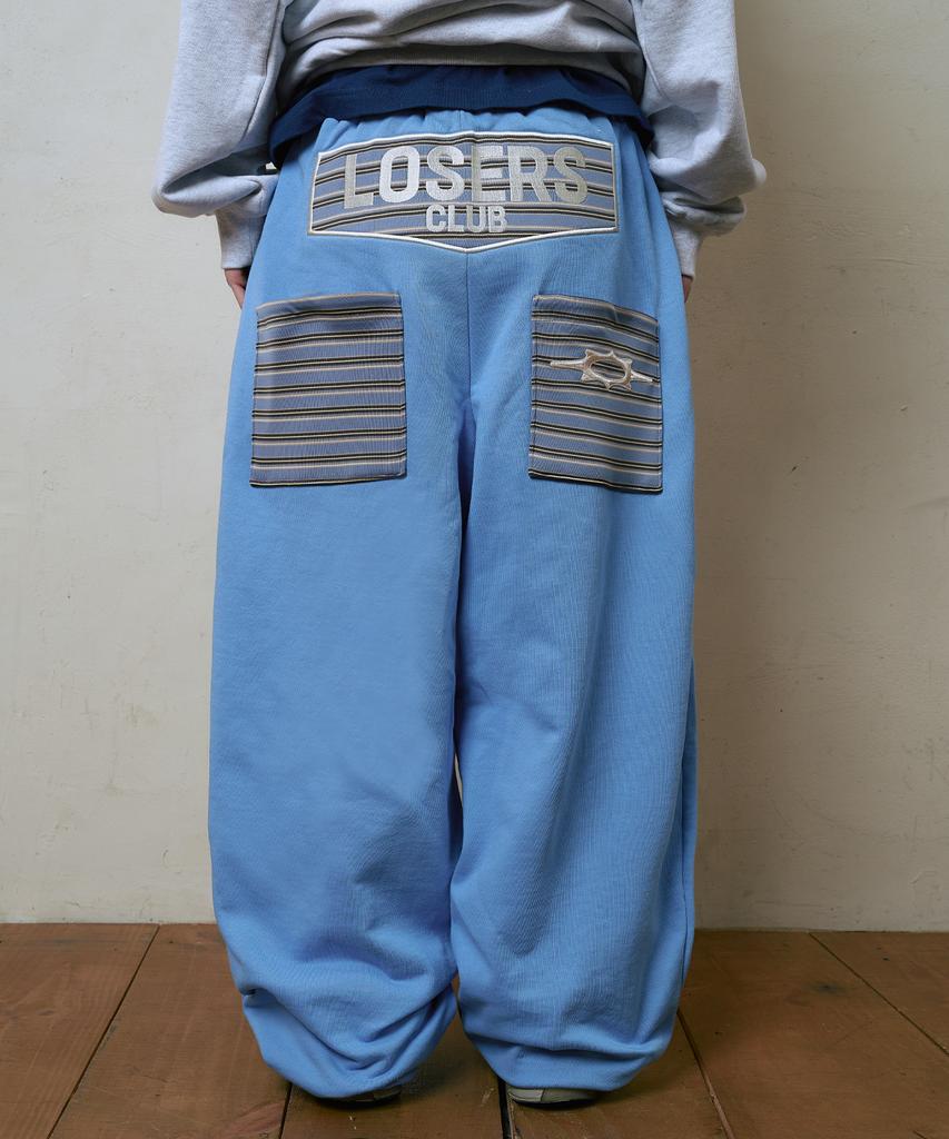 Lujeoseukeulleob Multi Logo Wide Sweatpants Blue