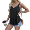 Women's Color Double Strap Cross Back V-Neck Sleeveless Tank Top for Casual Vacation