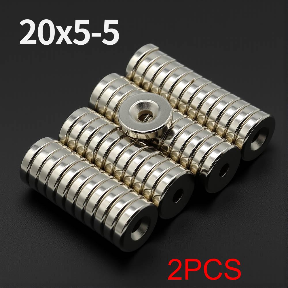 

20x5-5mm Powerful with holes Neodymium Magnet N35 NdfeB Permanent Magnetic imanes Round Super Strong Fridge Magnets DIY