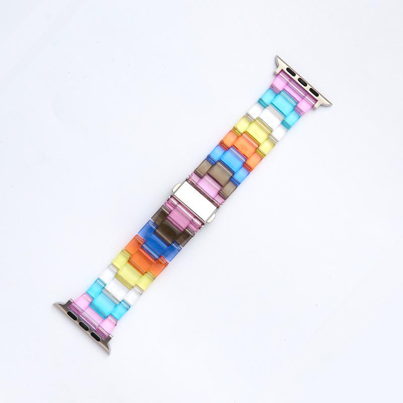 Compatible Apple Watch Transparent Rainbow Resin Strap for Series 5/6/7/8/SE.