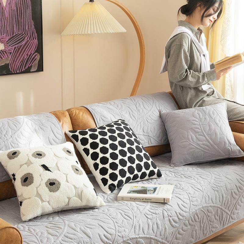 

Чистый хлопок однотонный вышитый диванная подушка нескользящая подушка для гостиной диванный чехол полотенце тканевый диванный чехол 70x70