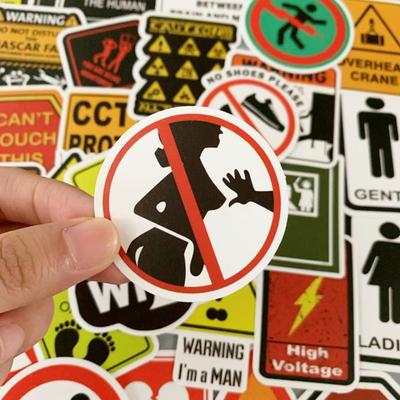 50Pcs Cartoon Warning Stickers Danger Banning Skateboard Guitar Laptop Motorcycle Car Classic Toy Cool Decals Sticker