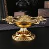 1pc burronwood Elegant Golden Metal Fruit Tray with Tall Feet, for Home, Temple, or Offering  Durable Cast Iron Construction, Dining,