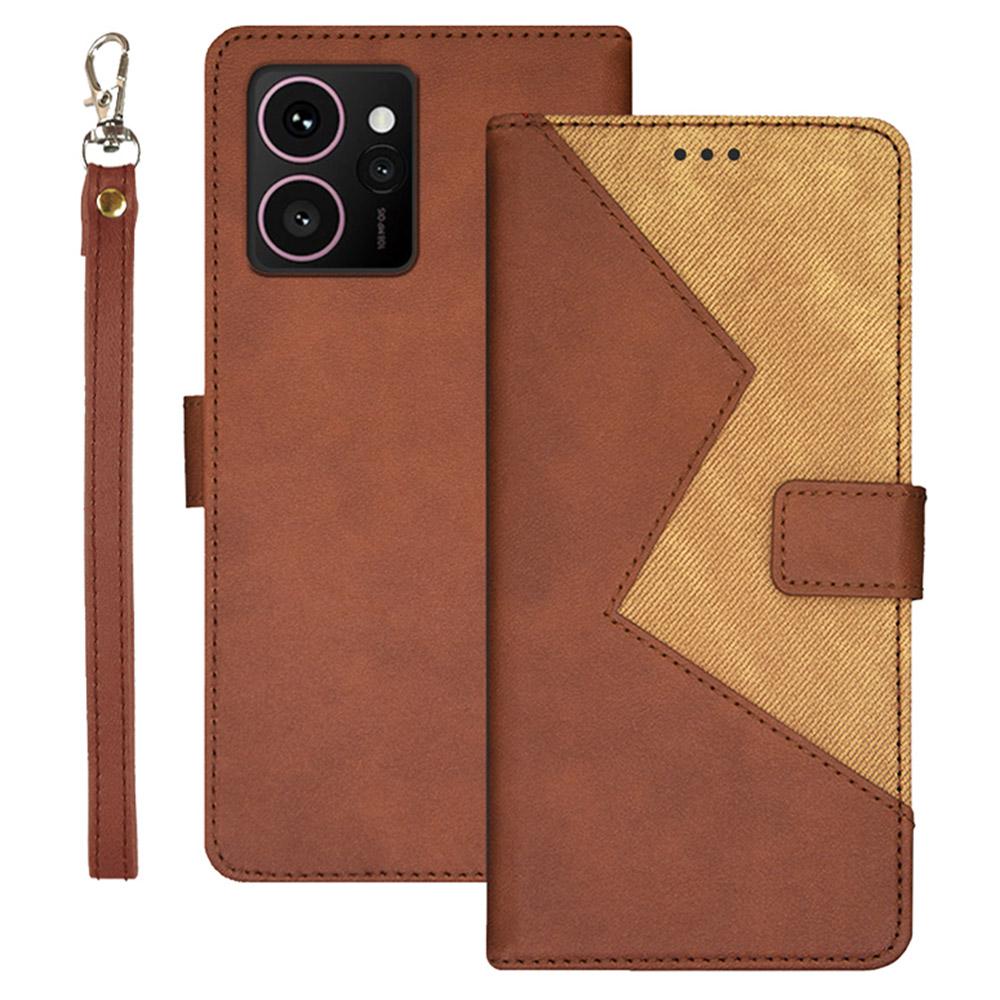 

For HMD Skyline Case Card Slots Splicing Color Leather Phone Cover Brown