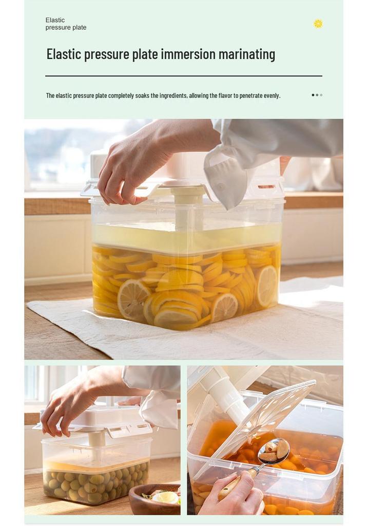 Transparent Korean Kimchi Pickling Crock with Inner Press-Seal Lid