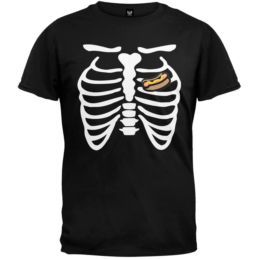 Hot Dog Heart Skeleton Black Adult Mens T-Shirt S разноцветный