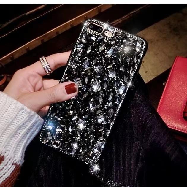 Luxusní 3D módní bling kamínky drahokamy diamanty měkké pouzdro na telefon pro iPhone 16 15 14 13 XS XR 11 Pro Max 12 MiNi třpytivé třásně závěsné ozdoby