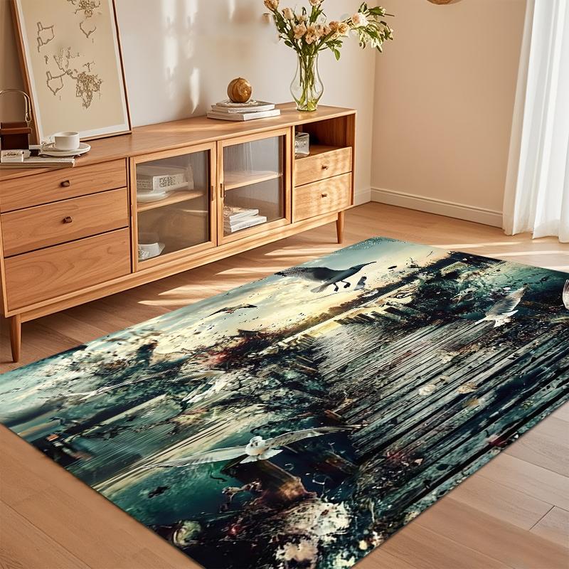 

Abstract Urban Birds Surreal Art Area Rug Non Slip Soft Floor Carpet for Living Room Bedroom Entryway Modern Decor 40x60cm