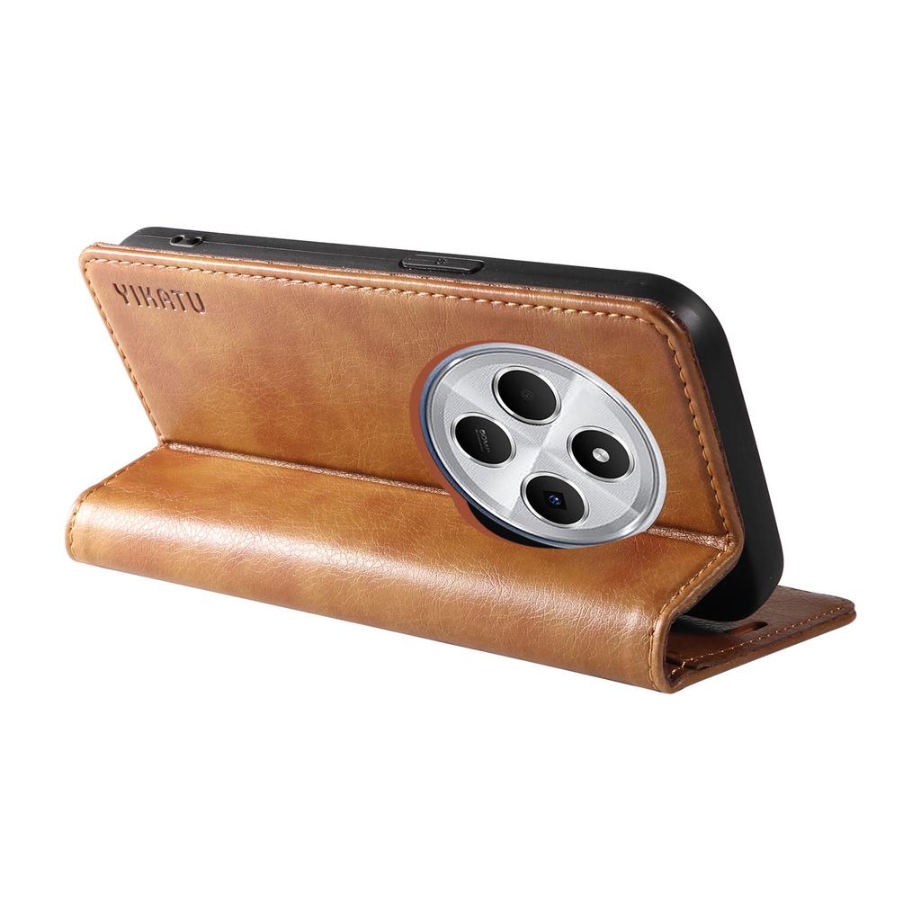 YIKATU YK-006 For Xiaomi Poco C75 4G/Redmi 14R 5G/14C 4G Case Wallet Litchi Grain Leather Phone Cover Magnetic Auto-Absorbed
