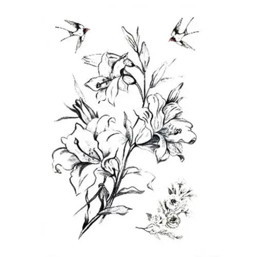 1Pcs Temporary Tattoo Black Flower Tattoo Sleeve Water Transfer Tattoo Tattoo Cat Rose Tattoo Body Art Sexy Tattoo Couple Arm